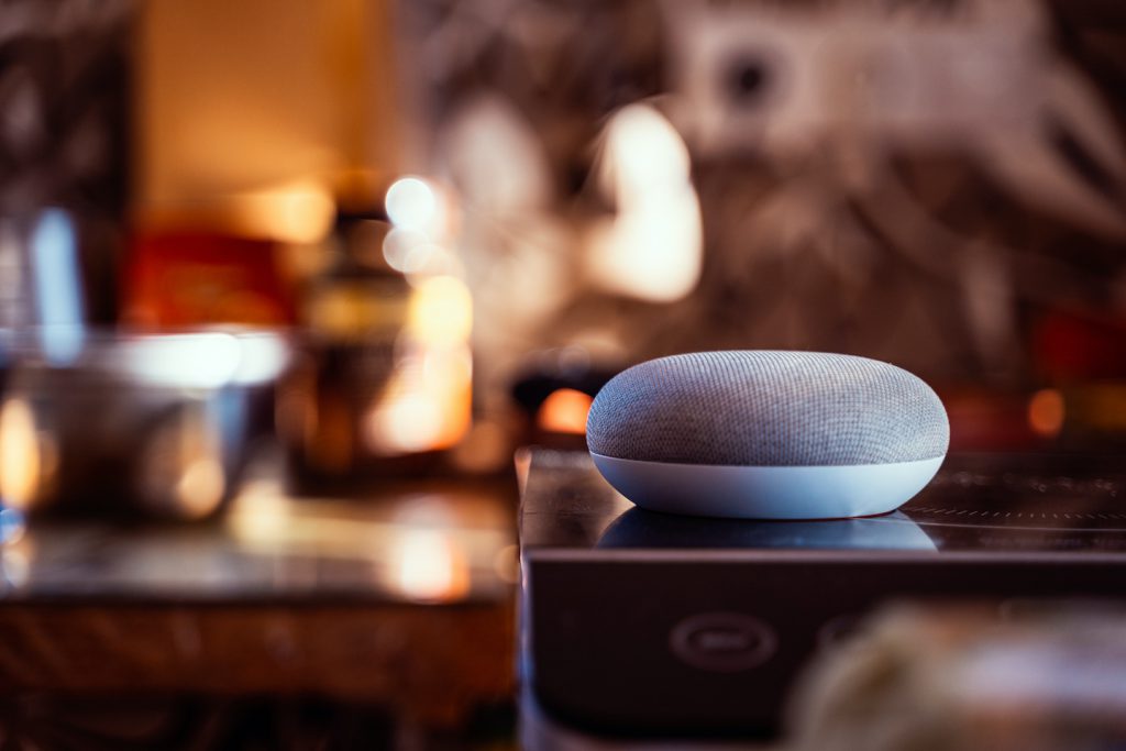 Voice today. Smart ai speaker. Smart home concept